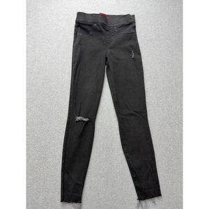 Spanx Jeans Womens Small Black Distressed Skinny Jeggings Pull On Ankle